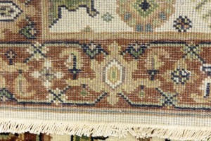 Cream & Rust Tribal Geometric 3X5 Indo-Karajeh Oriental Rug