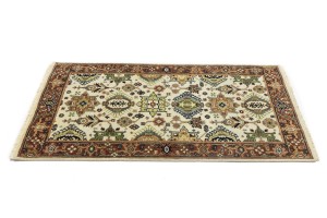 Cream & Rust Tribal Geometric 3X5 Indo-Karajeh Oriental Rug