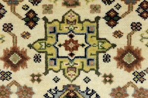 Cream & Rust Tribal Geometric 3X5 Indo-Karajeh Oriental Rug