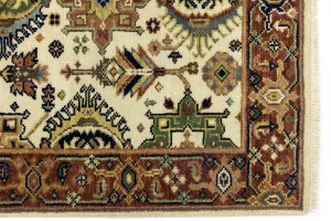 Cream & Rust Tribal Geometric 3X5 Indo-Karajeh Oriental Rug