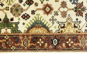 Cream & Rust Tribal Geometric 3X5 Indo-Karajeh Oriental Rug