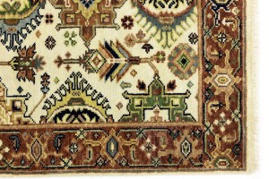Cream & Rust Tribal Geometric 3X5 Indo-Karajeh Oriental Rug