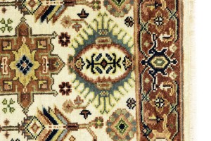 Cream & Rust Tribal Geometric 3X5 Indo-Karajeh Oriental Rug