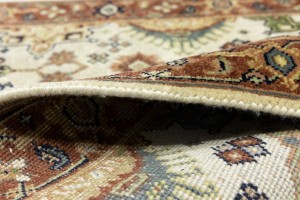 Cream & Rust Tribal Geometric 3X5 Indo-Karajeh Oriental Rug