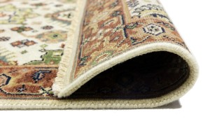 Cream & Rust Tribal Geometric 3X5 Indo-Karajeh Oriental Rug