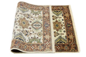 Cream & Rust Tribal Geometric 3X5 Indo-Karajeh Oriental Rug