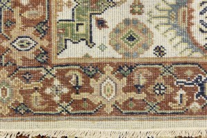 Cream & Rust Tribal Geometric 3X5 Indo-Karajeh Oriental Rug