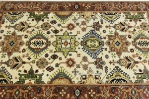 Cream & Rust Tribal Geometric 3X5 Indo-Karajeh Oriental Rug