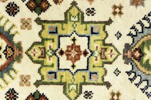 Cream & Rust Tribal Geometric 3X5 Indo-Karajeh Oriental Rug