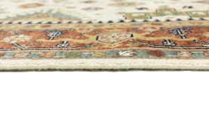 Cream & Rust Tribal Geometric 6X9 Indo-Karajeh Oriental Rug