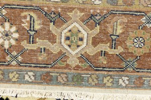 Cream & Rust Tribal Geometric 6X9 Indo-Karajeh Oriental Rug