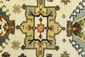 Cream & Rust Tribal Geometric 6X9 Indo-Karajeh Oriental Rug
