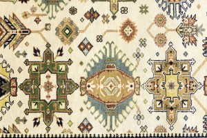 Cream & Rust Tribal Geometric 8X10 Indo-Karajeh Oriental Rug