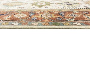 Cream & Rust Tribal Geometric 8X10 Indo-Karajeh Oriental Rug
