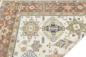 Cream & Rust Tribal Geometric 8X10 Indo-Karajeh Oriental Rug