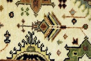 Cream & Rust Tribal Geometric 3X8 Indo-Karajeh Oriental  Runner Rug