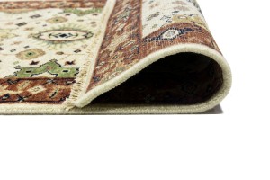 Cream & Rust Tribal Geometric 3X8 Indo-Karajeh Oriental  Runner Rug