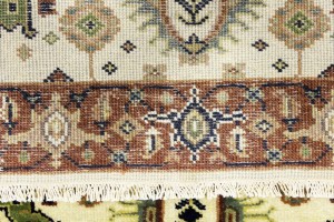 Cream & Rust Tribal Geometric 3X8 Indo-Karajeh Oriental  Runner Rug