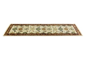 Cream & Rust Tribal Geometric 3X8 Indo-Karajeh Oriental  Runner Rug