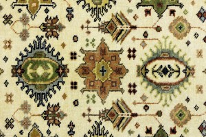 Cream & Rust Tribal Geometric 3X8 Indo-Karajeh Oriental  Runner Rug