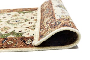 Cream & Rust Tribal Geometric 3X10 Indo-Karajeh Oriental  Runner Rug