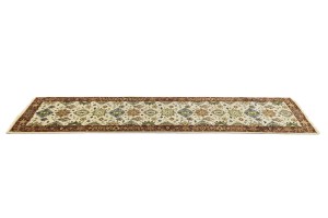 Cream & Rust Tribal Geometric 3X10 Indo-Karajeh Oriental  Runner Rug