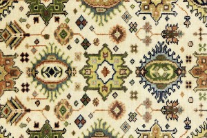Cream & Rust Tribal Geometric 3X10 Indo-Karajeh Oriental  Runner Rug