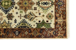 Cream & Rust Tribal Geometric 3X10 Indo-Karajeh Oriental  Runner Rug