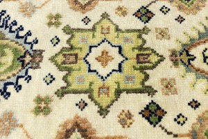 Cream & Rust Tribal Geometric 3X10 Indo-Karajeh Oriental  Runner Rug