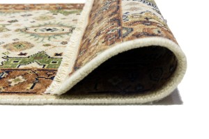 Cream & Rust Tribal Geometric 3X10 Indo-Karajeh Oriental  Runner Rug