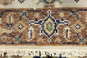 Cream & Rust Tribal Geometric 3X10 Indo-Karajeh Oriental  Runner Rug