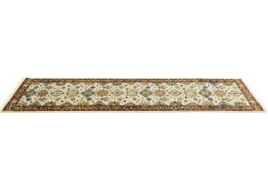Cream & Rust Tribal Geometric 3X10 Indo-Karajeh Oriental  Runner Rug