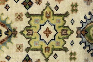 Cream & Rust Tribal Geometric 3X10 Indo-Karajeh Oriental  Runner Rug