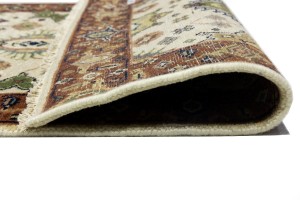 Cream & Rust Tribal Geometric 3X14 Indo-Karajeh Oriental  Runner Rug