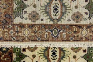 Cream & Rust Tribal Geometric 3X14 Indo-Karajeh Oriental  Runner Rug
