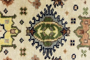 Cream & Rust Tribal Geometric 3X14 Indo-Karajeh Oriental  Runner Rug