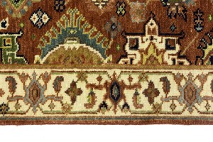 Rust & Cream Tribal Geometric 3X5 Indo-Karajeh Oriental Rug