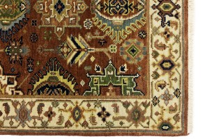 Rust & Cream Tribal Geometric 3X5 Indo-Karajeh Oriental Rug