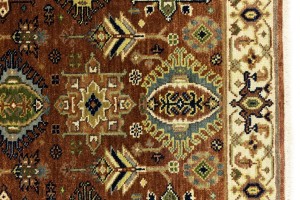 Rust & Cream Tribal Geometric 3X5 Indo-Karajeh Oriental Rug