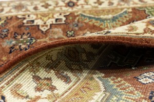 Rust & Cream Tribal Geometric 3X5 Indo-Karajeh Oriental Rug