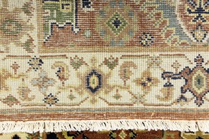 Rust & Cream Tribal Geometric 3X5 Indo-Karajeh Oriental Rug