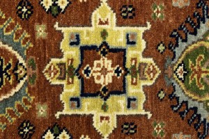 Rust & Cream Tribal Geometric 3X5 Indo-Karajeh Oriental Rug