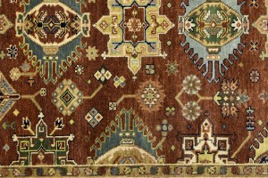 Rust & Cream Tribal Geometric 5X8 Indo-Karajeh Oriental Rug