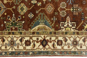 Rust & Cream Tribal Geometric 5X8 Indo-Karajeh Oriental Rug