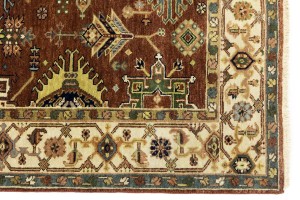 Rust & Cream Tribal Geometric 5X8 Indo-Karajeh Oriental Rug