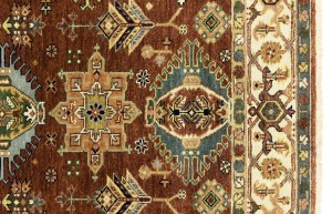 Rust & Cream Tribal Geometric 5X8 Indo-Karajeh Oriental Rug