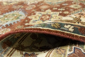 Rust & Cream Tribal Geometric 5X8 Indo-Karajeh Oriental Rug