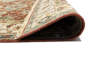 Rust & Cream Tribal Geometric 5X8 Indo-Karajeh Oriental Rug