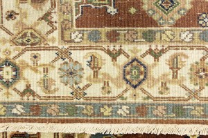 Rust & Cream Tribal Geometric 5X8 Indo-Karajeh Oriental Rug