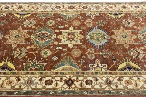 Rust & Cream Tribal Geometric 5X8 Indo-Karajeh Oriental Rug
